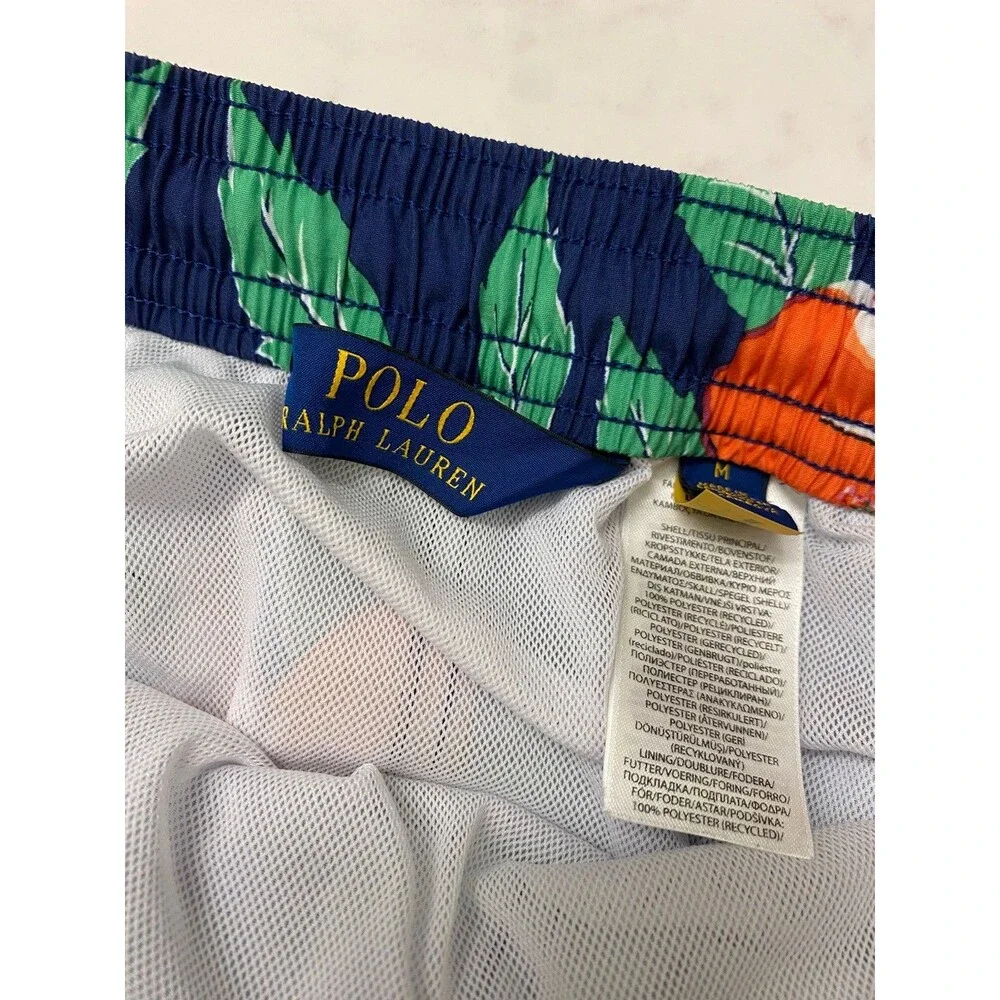 Polo Ralph Lauren Traveler Swim Trunks Men’s M Navy Tropical Floral Beach Lined